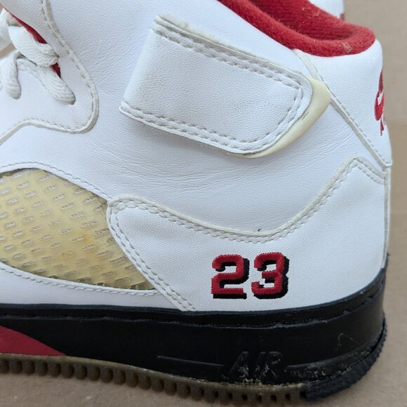 Nike Air Jordan 5 Mens Fusion White Varsity Red Black 318608-161 Air Force1 Sz 8